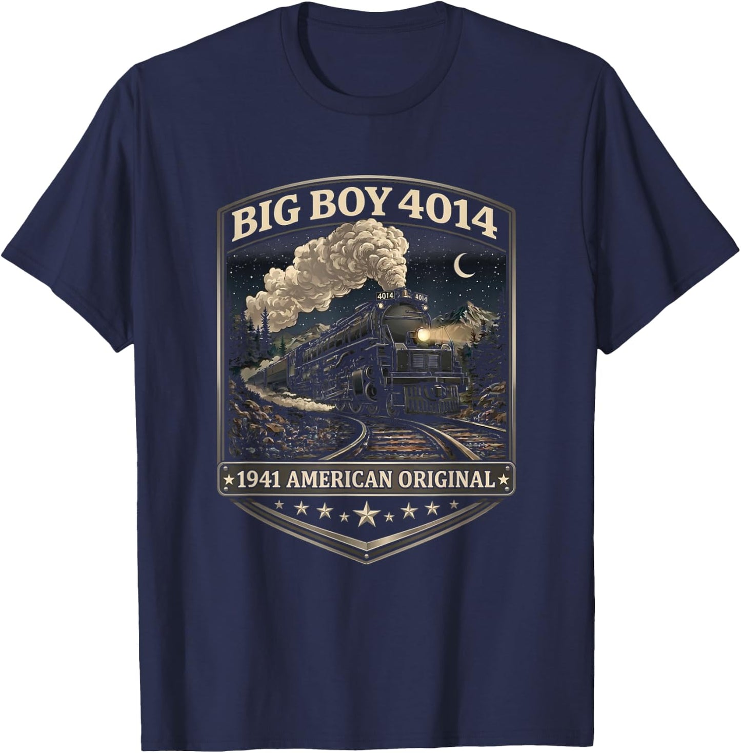 Big Boy 4014 Train Engineer Steam Train Conductor American T-Shirt - T-Shirt | Navy