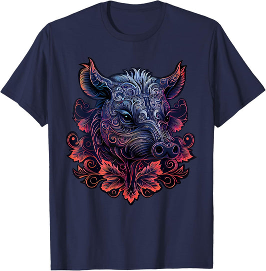 Chinese Lunar New Year Zodiac Pig Astrology Boar T-Shirt - T-Shirt | Navy