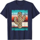 Funny Western Cactus Leopard Cheetah Print Turquoise Serape T-Shirt - T-Shirt | Navy