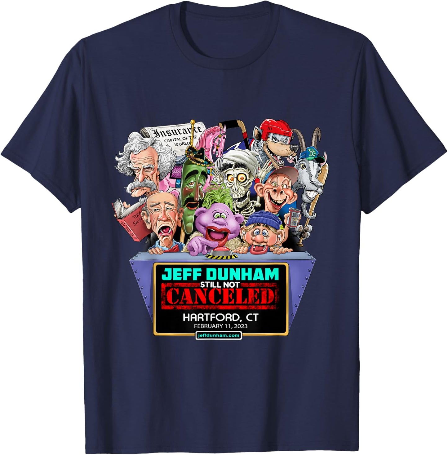 Jeff Dunham Hartford, CT (2023) T-Shirt - T-Shirt | Navy