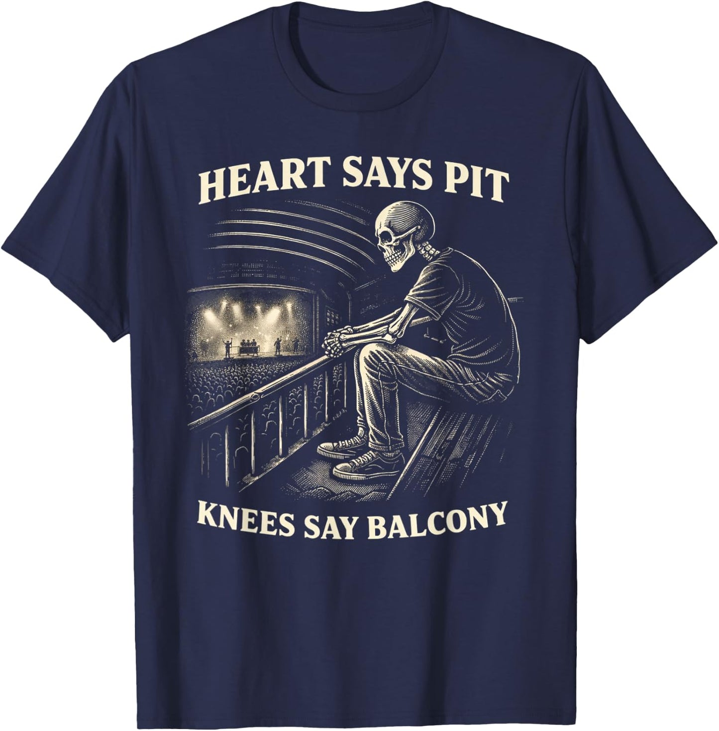 Funny Heart Says Pit Knees Say Balcony T-Shirt - T-Shirt | Navy