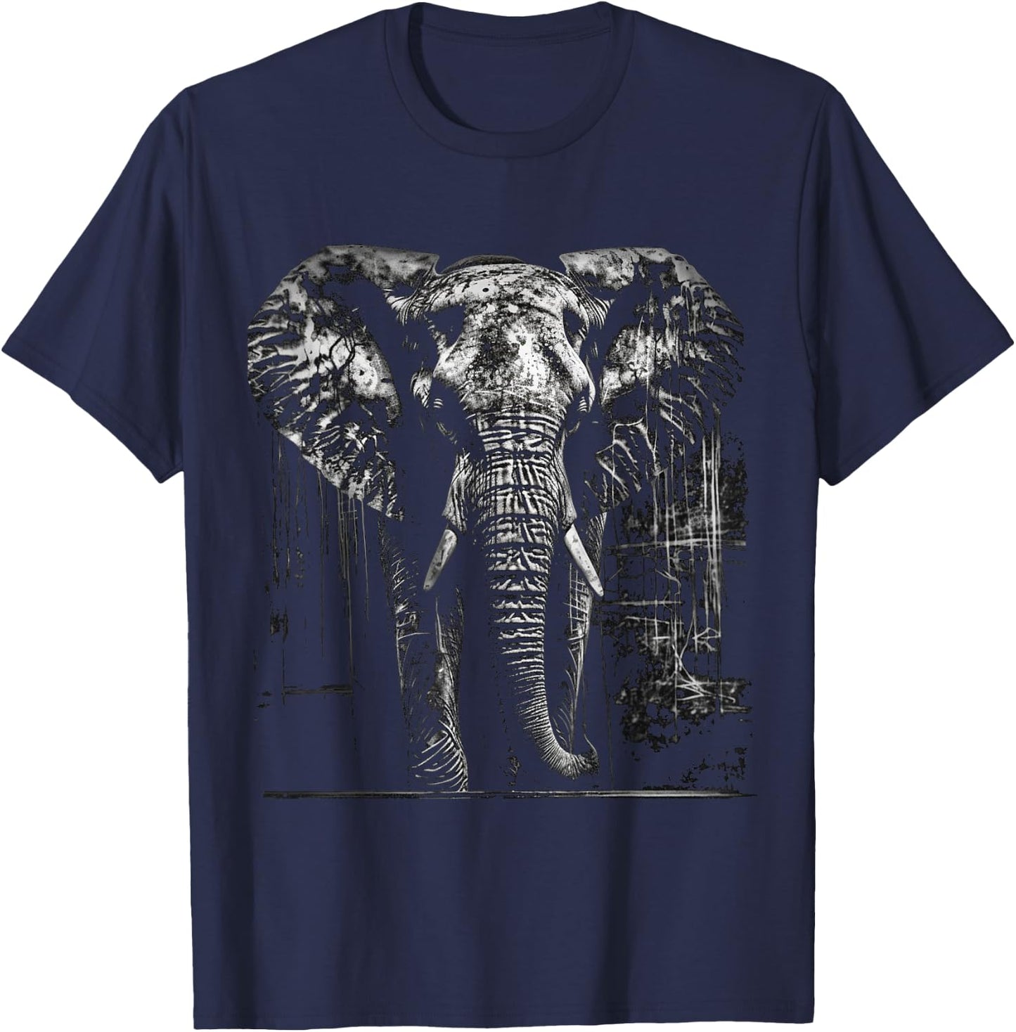 Elephant Animal Africa Art Drawing Elephant T-Shirt - T-Shirt | Navy