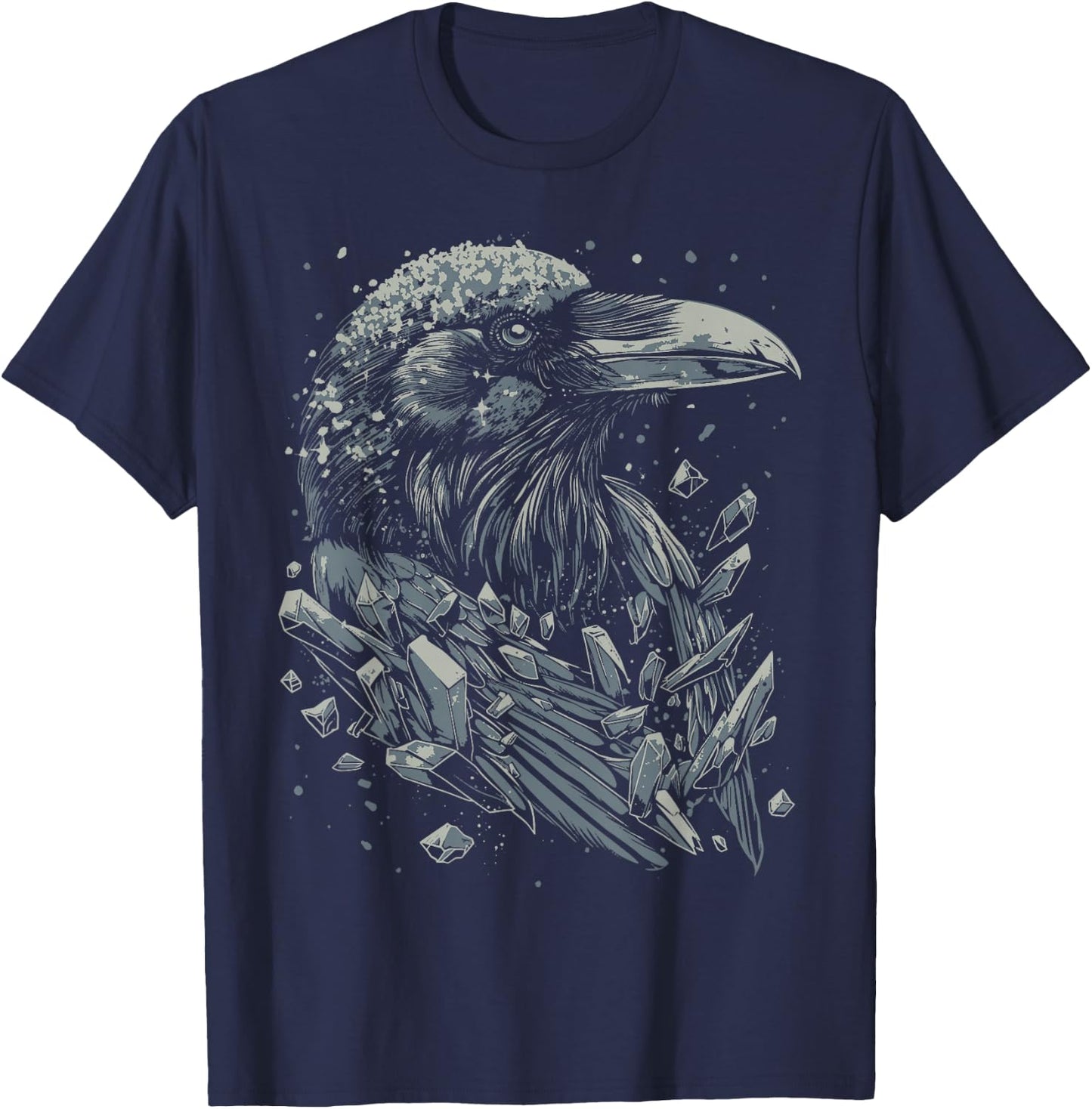 Crystal Raven | Pastel Goth Dark Academia Goblincore Witchy T-Shirt - T-Shirt | Navy