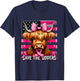 Retro Save The Udders Messy Hair Highland Cow Breast Cancer T-Shirt - T-Shirt | Navy