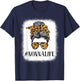 Women Bleached Nonna life Messy Bun Leopard Print Mother's T-Shirt - T-Shirt | Navy