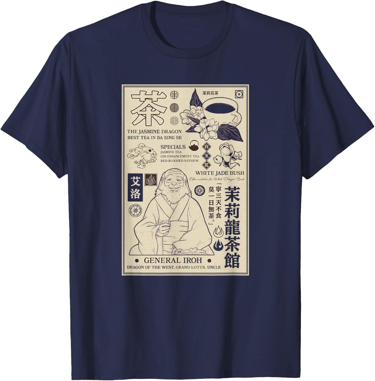 Avatar: The Last Airbender General Iroh Info Poster , red T-Shirt - T-Shirt | Navy