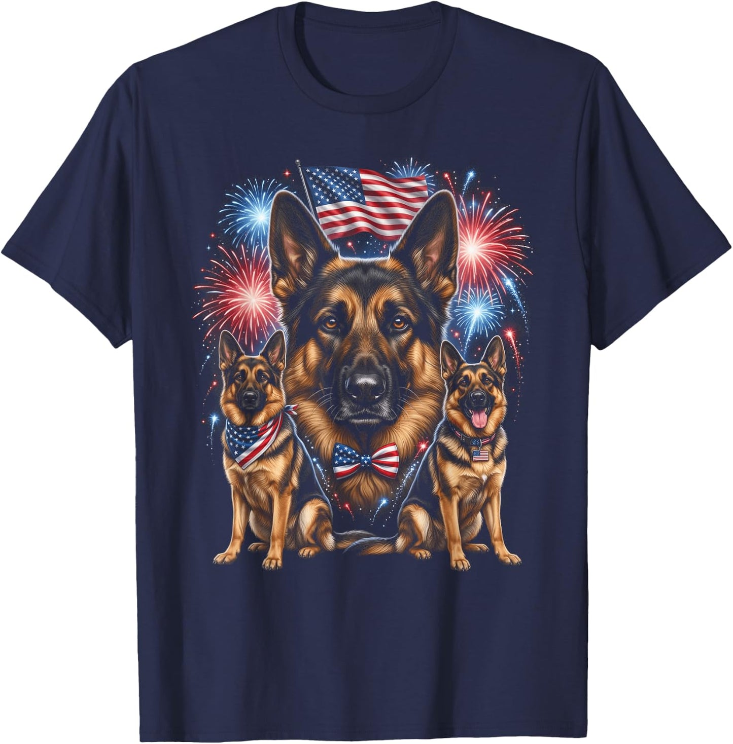 Patriotic German Shepherd 4th of July T-Shirt - T-Shirt | Navy