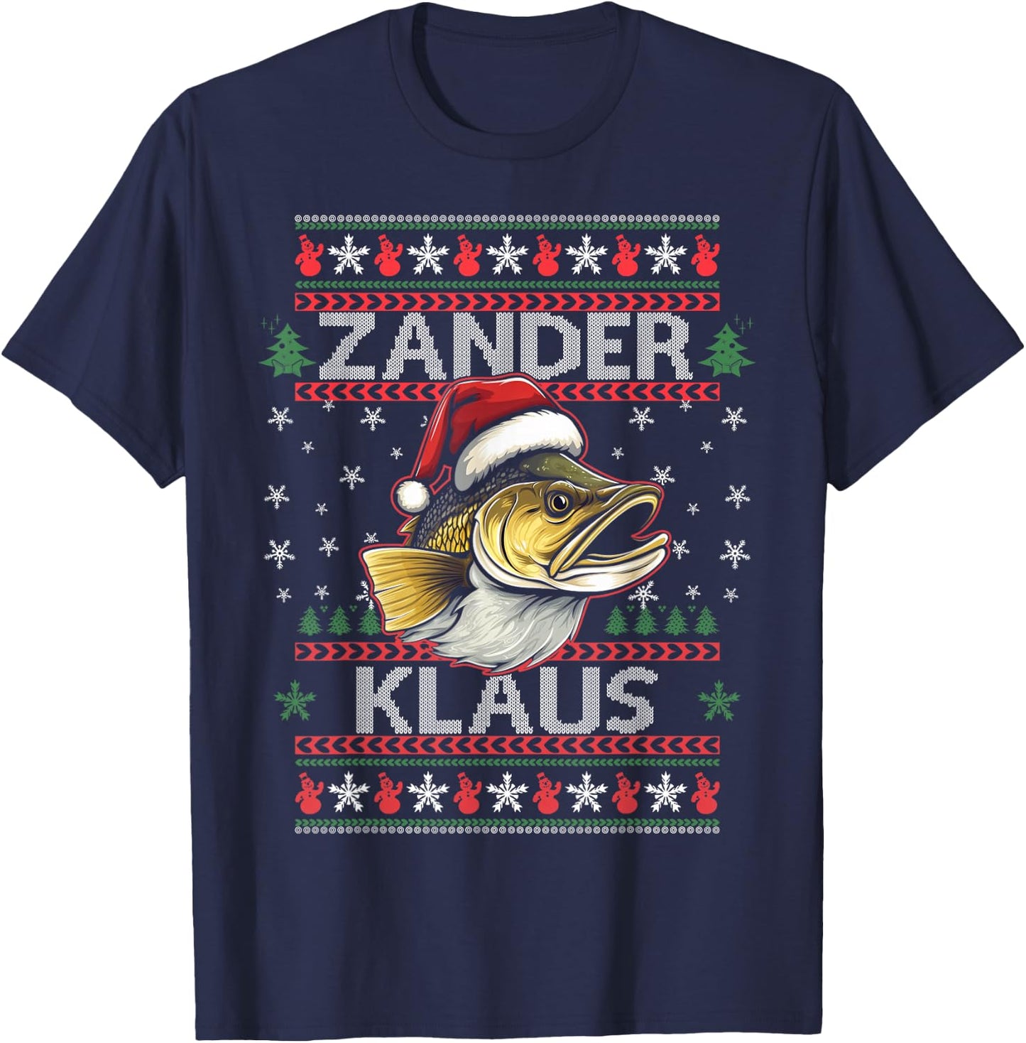 Zander Klaus I Funny Zander Fisherman Fishing Predator , black T-Shirt - T-Shirt | Navy