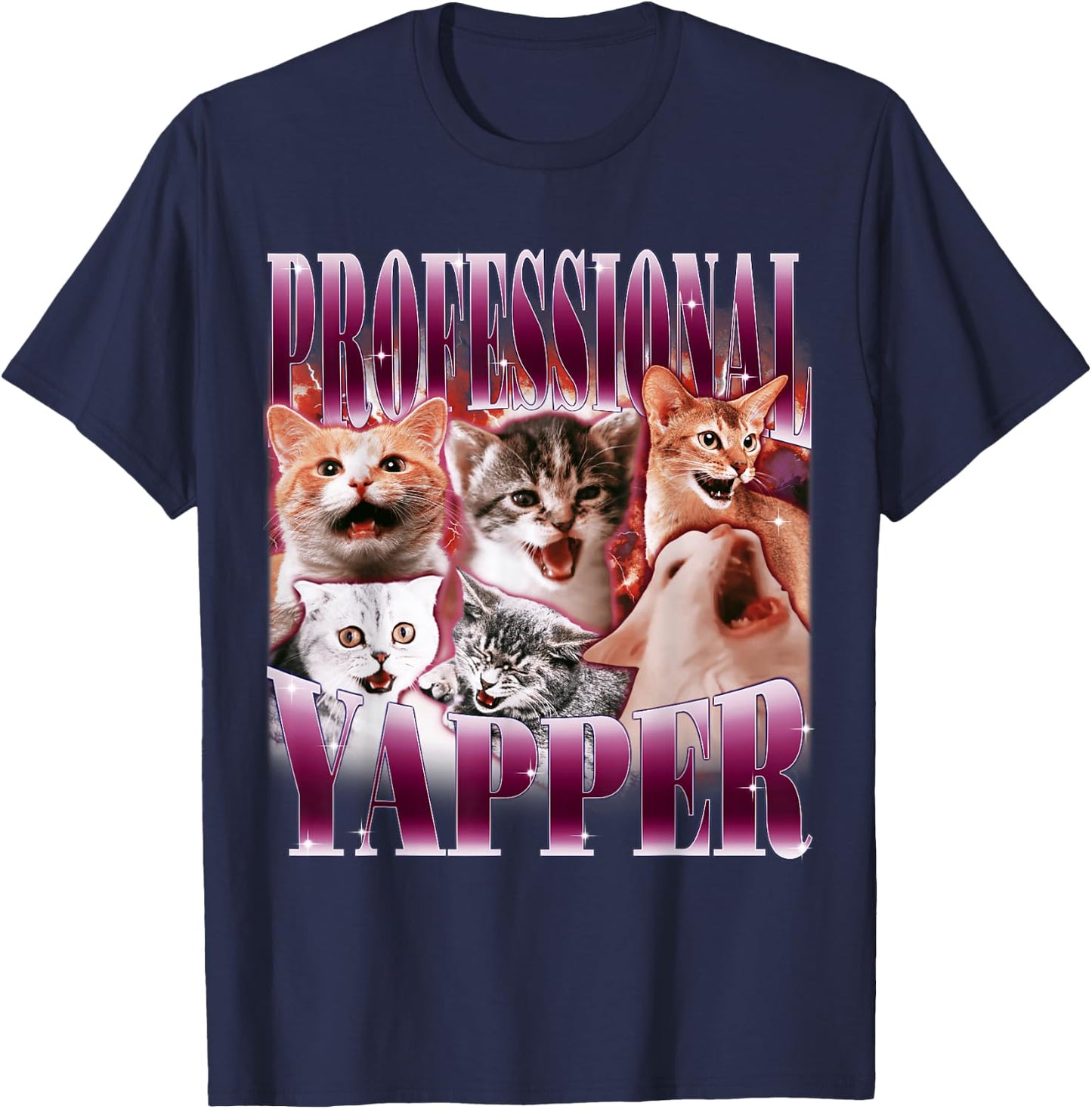 Professional Yapper Cat Funny Weird Specific Meme , black T-Shirt - T-Shirt | Navy