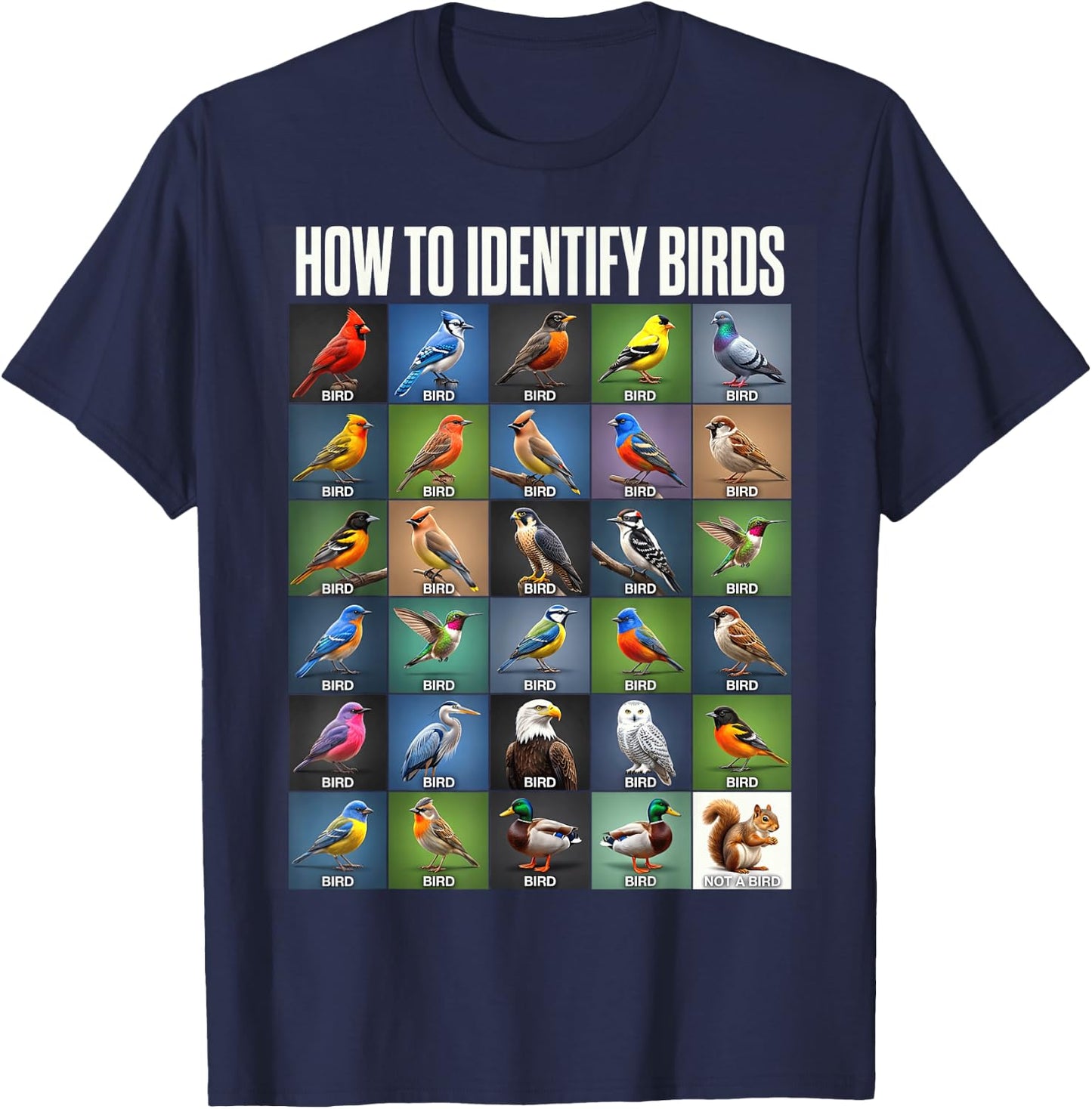 Vögel Bestimmen Lustiges Eichhörnchen Vogelbeobachtung T-Shirt - T-Shirt | Navy