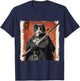 Japanese Samurai Cat Ukiyo-e Warrior Art Japan Vintage T-Shirt - T-Shirt | Navy