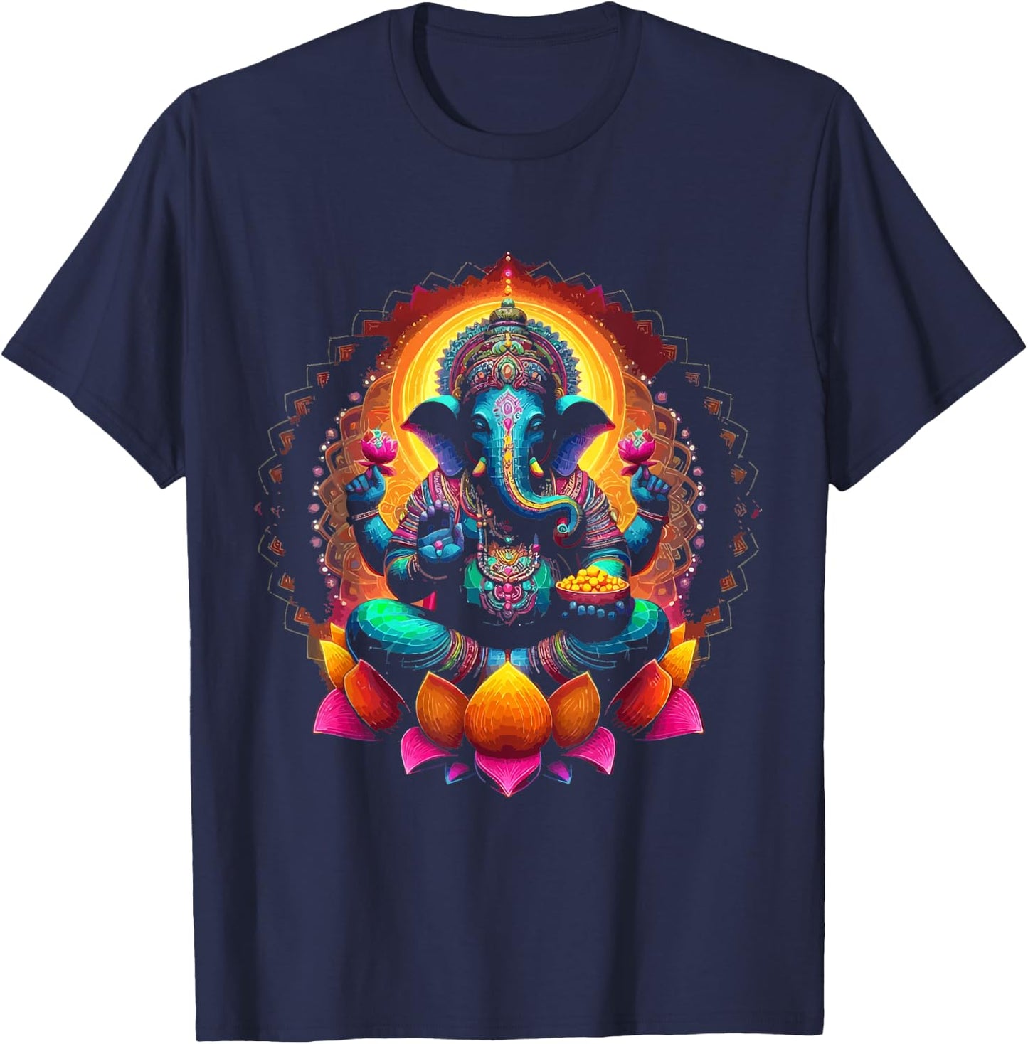 Ganesh Symbol Yoga Hindu Elephant God Ganesha Puja , black T-Shirt - T-Shirt | Navy