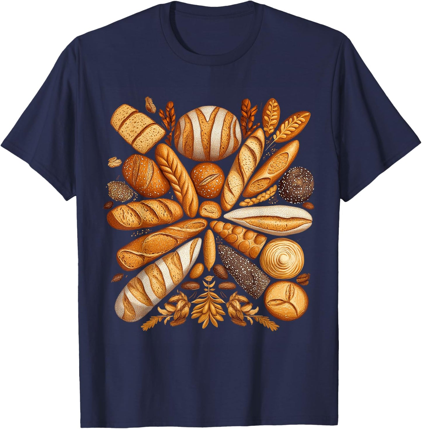 Artistic Arrangement of Bread Design Bakery T-Shirt - T-Shirt | Navy