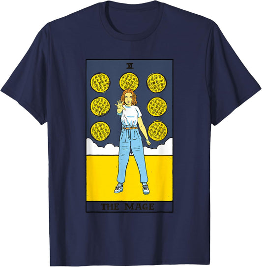 Stranger Things Eleven Vintage The Mage Celestial Tarot Card T-Shirt - T-Shirt | Navy