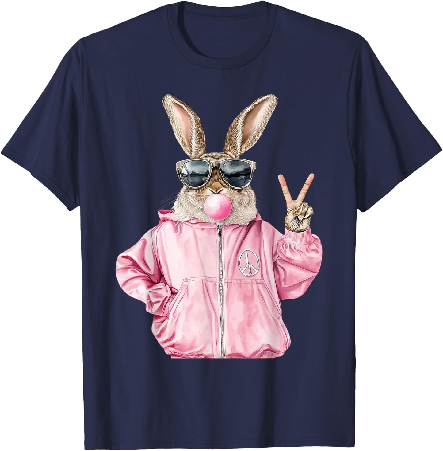Cool Funny Easter Bunny Women Graphic for Girls T-Shirt - T-Shirt | Navy