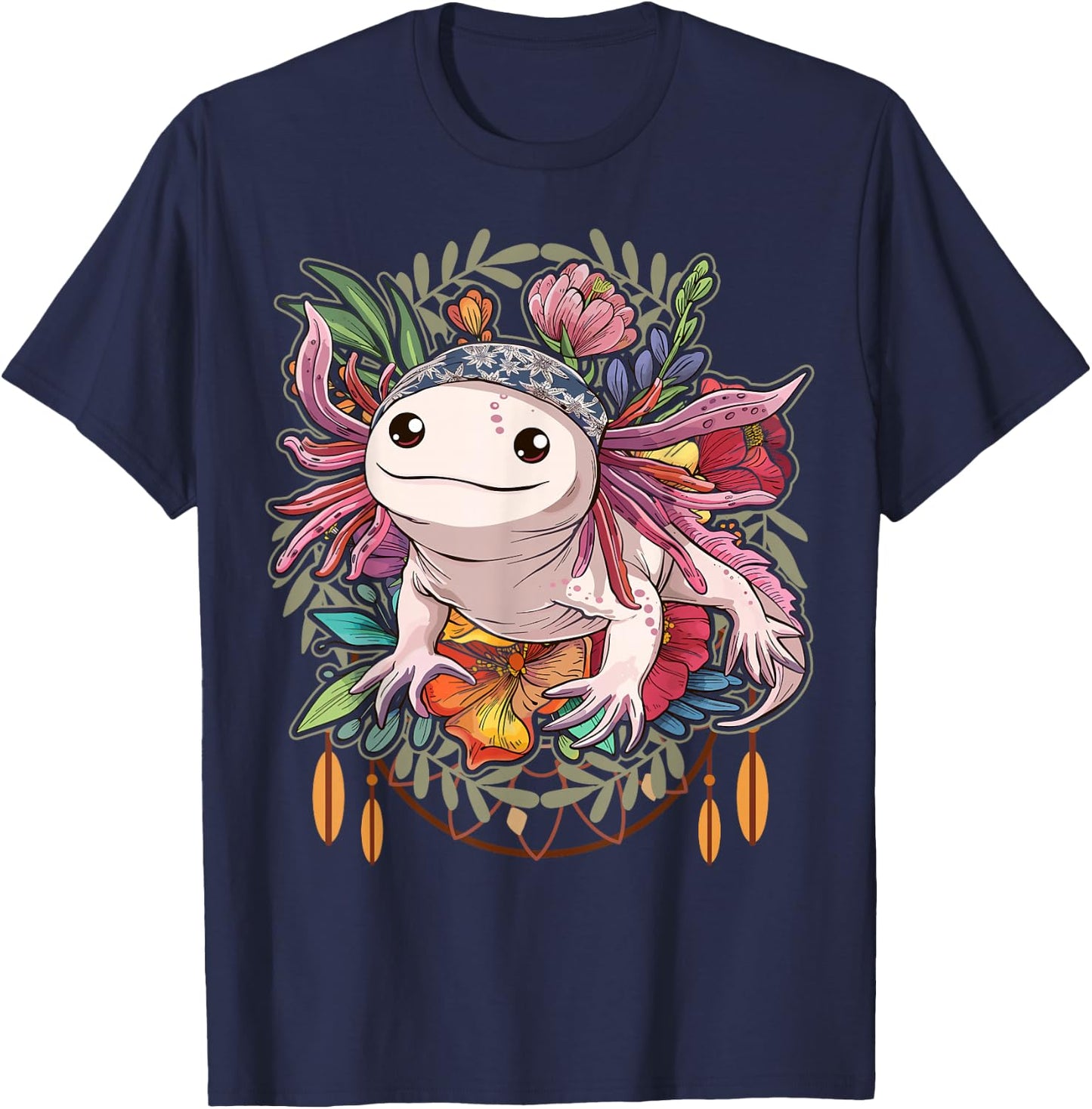 Axolotl Shirt Axolotl Shirts For Girls Women Boho Axolotl T-Shirt - T-Shirt | Navy