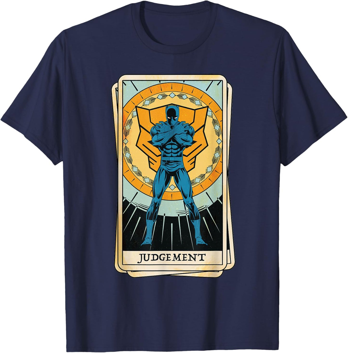 Marvel Tarot Arcana Black Panther as the Judgement Card T-Shirt - T-Shirt | Navy