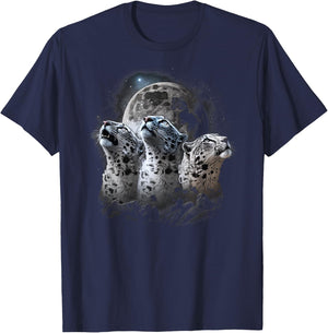 Aesthetic Snow Leopard Howling at Moon T-Shirt - T-Shirt | Navy