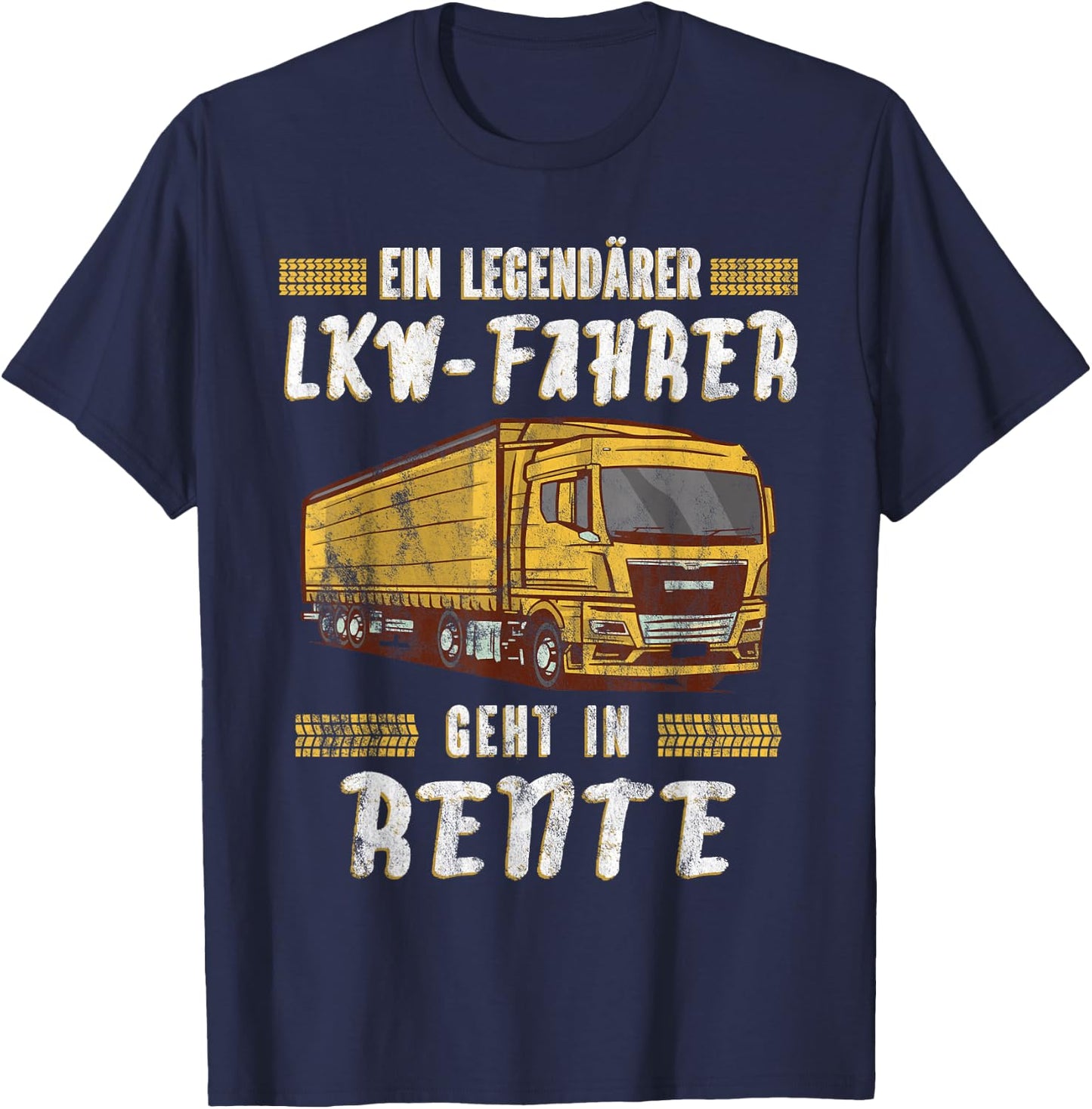 Männer Geschenk für LKW Fahrer zum Ruhestand Rentner Trucker Ein Legendärer LKW-Fahrer Geht In Rente Schwarz Klein Klassisch Trucker Halbarm T-Shirt - T-Shirt | Navy