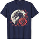 Dragon With Roses And Full Moon Dark Art T-Shirt - T-Shirt | Navy