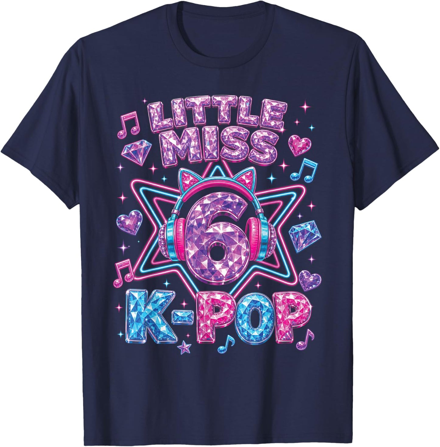 K-Pop 6. Geburtstag Mädchen 6 Jahre alt Mädchen T-Shirt - T-Shirt | Navy