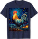 Surreal Starry Night Rooster T-Shirt - T-Shirt | Navy