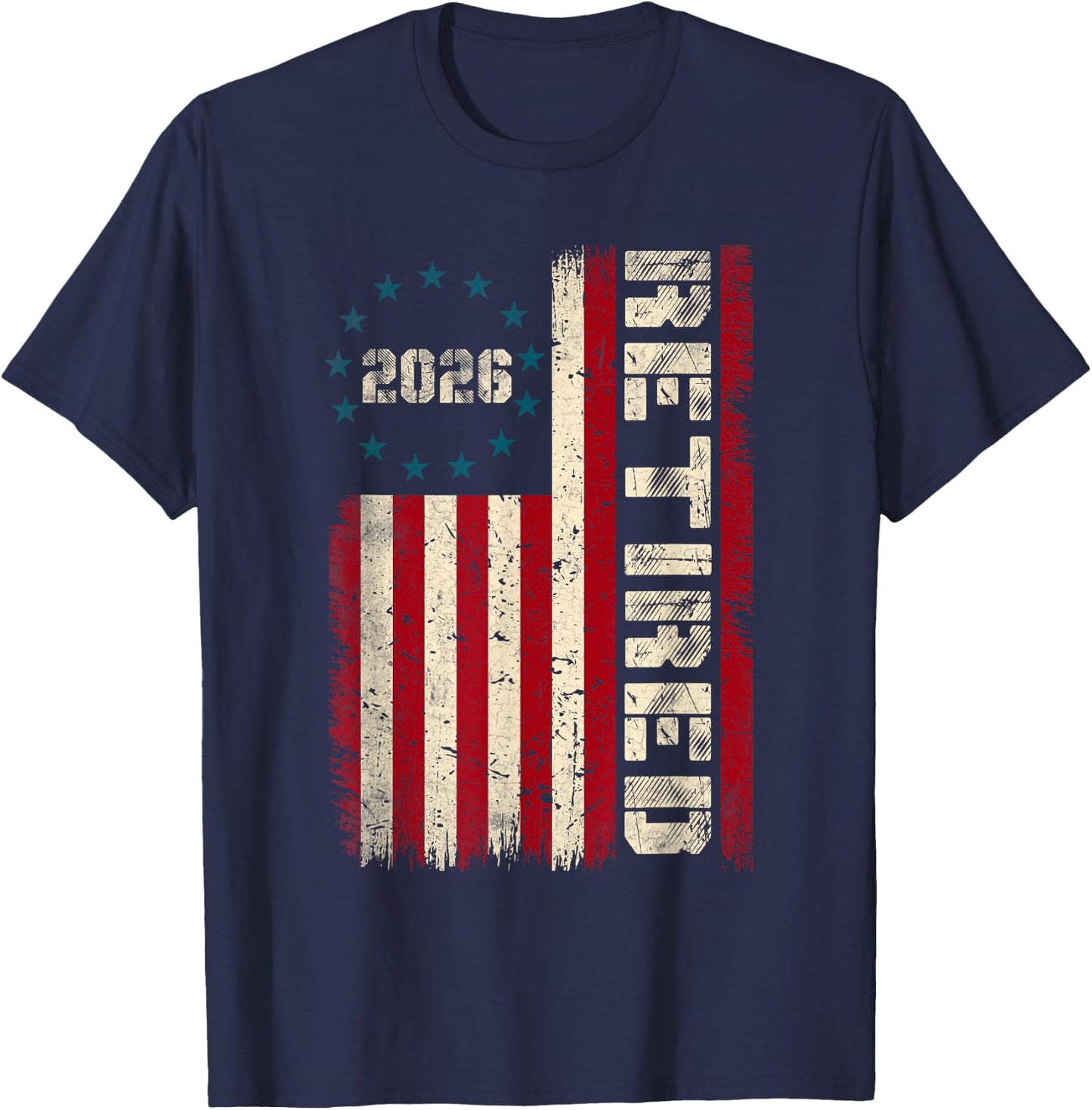 Vintage Retired 2026 American Flag Retirement 2026 Gifts Men T-Shirt - T-Shirt | Navy