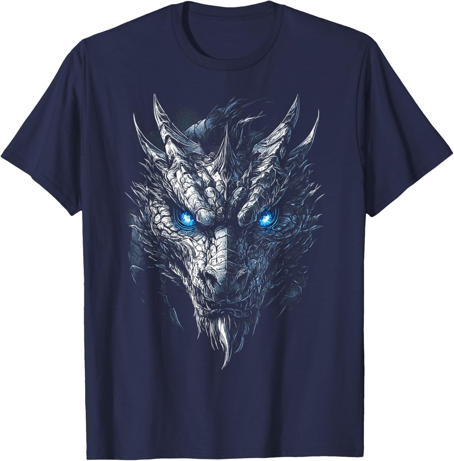 Dragon Ufo Graphic Blue Eyes Illustration Dragon , Black, S T-Shirt - T-Shirt | Navy