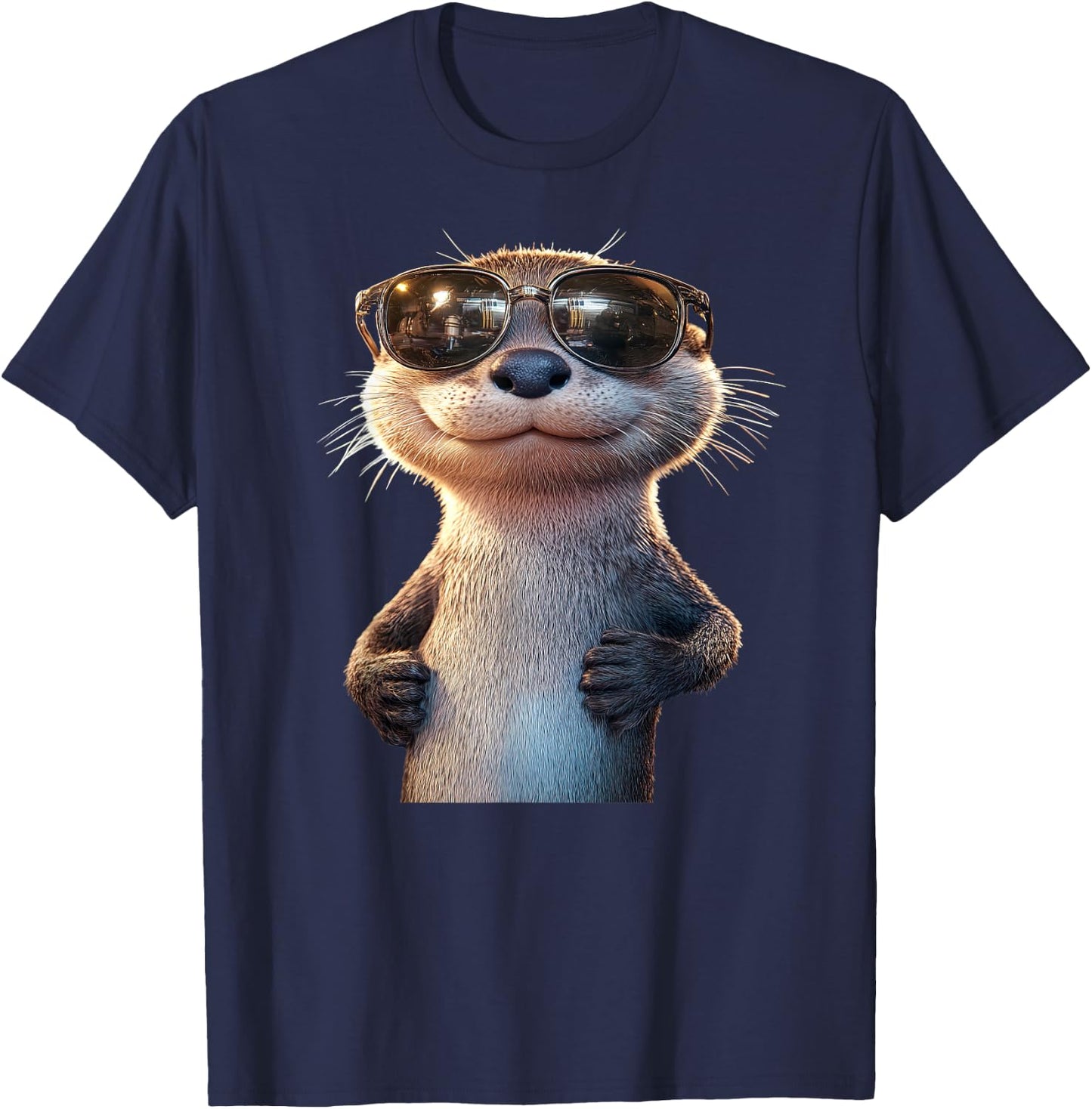 Otter with Sunglasses I Love Sea Otter Martres , Black, S T-Shirt - T-Shirt | Navy