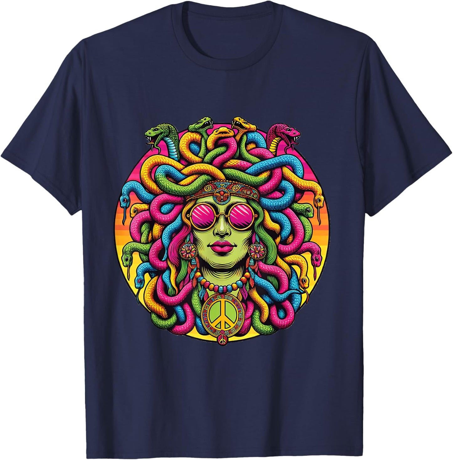 Medusa Hippie Costume Ancient Greek Psychedelic Snakes T-Shirt - T-Shirt | Navy