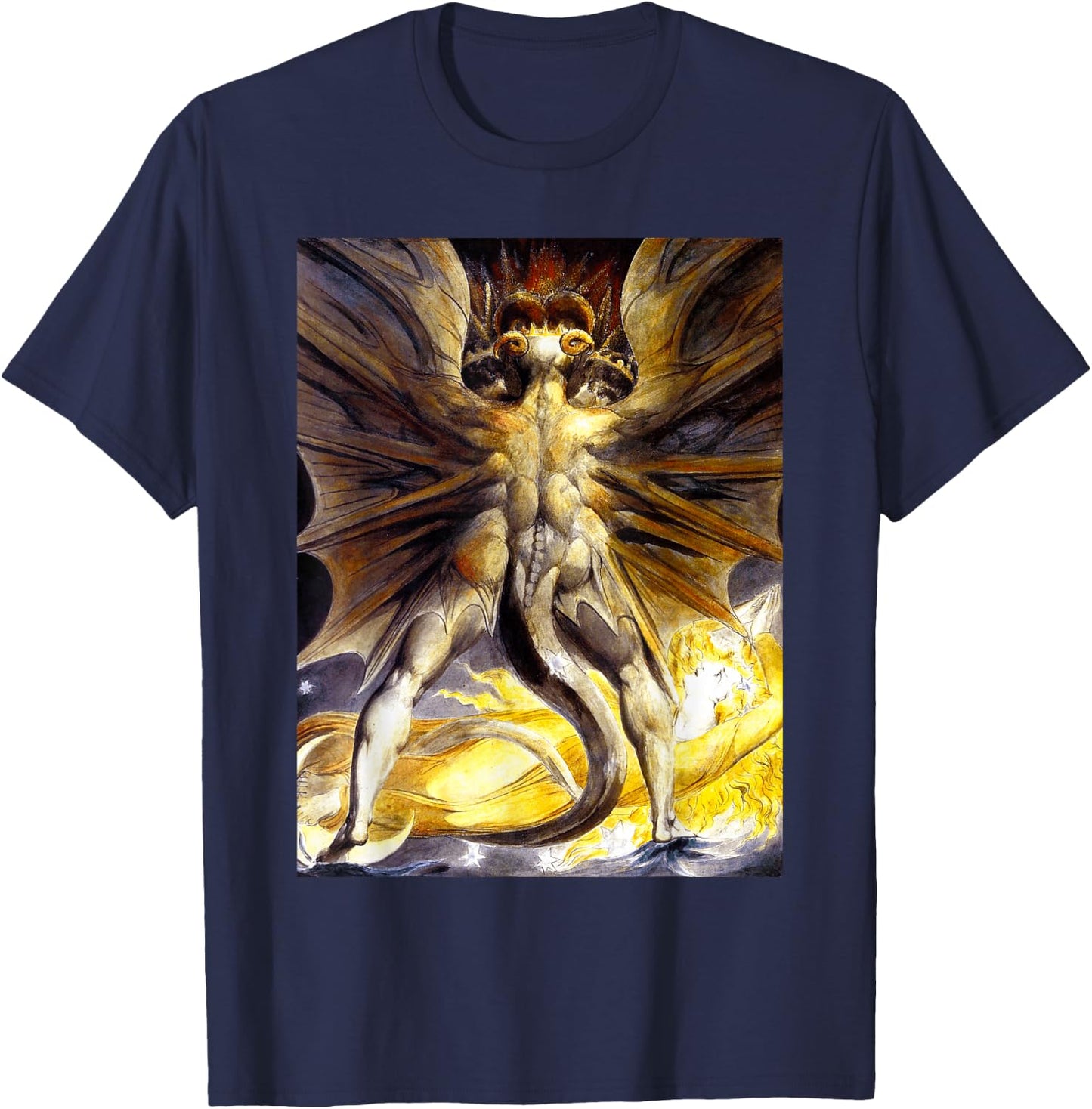 The Red Dragon and the Woman William Blake Romanticism Art T-Shirt - T-Shirt | Navy