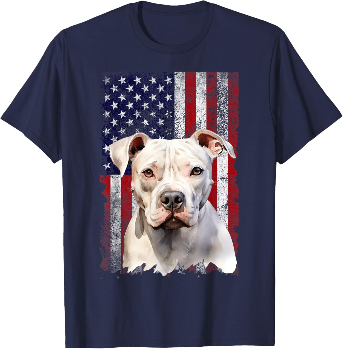 American Bulldog Dog 4th of July American Flag Patriotic Women Kids T-Shirt - T-Shirt | Navy