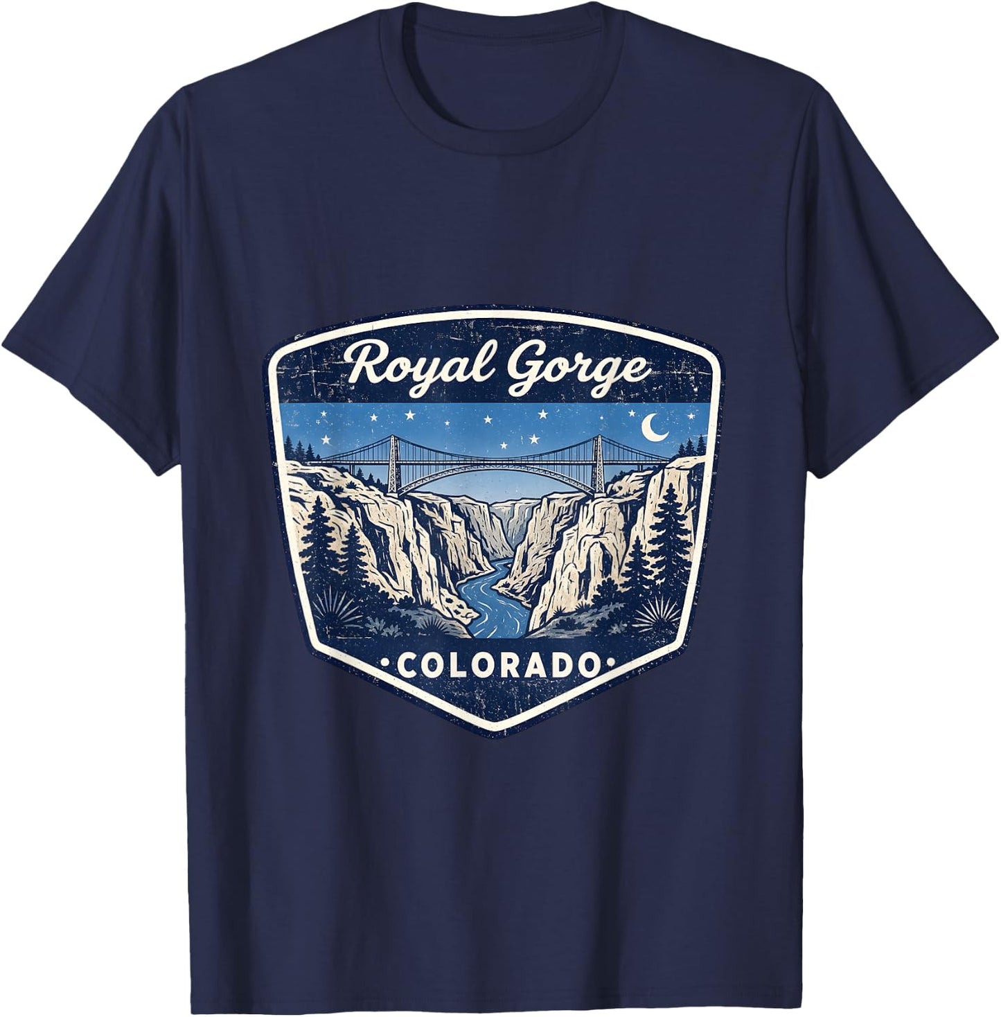 Royal Gorge Colorado Bridge Canyon River Nature Outdoors T-Shirt - T-Shirt | Navy