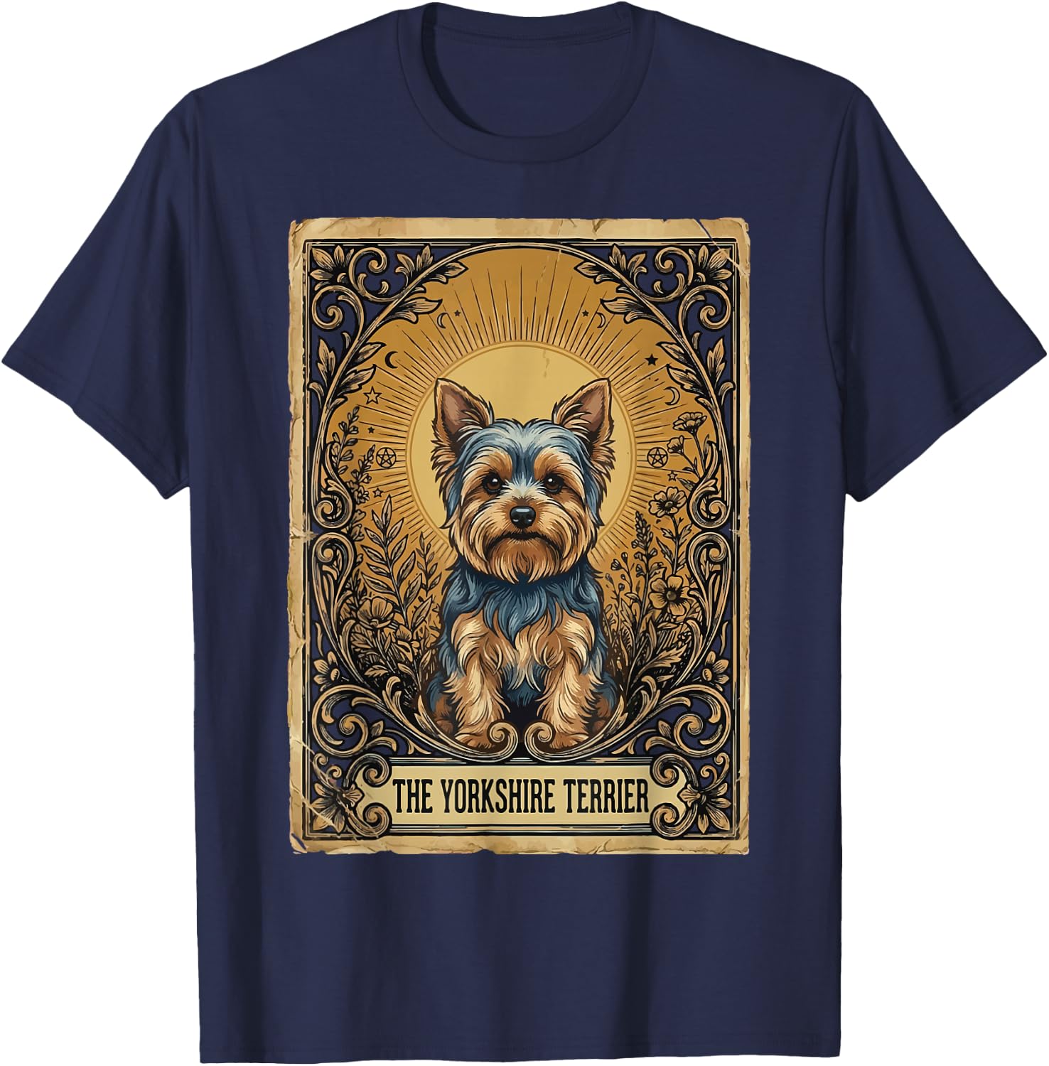 The Yorkshire Terrier Tarot Card T-Shirt - T-Shirt | Navy