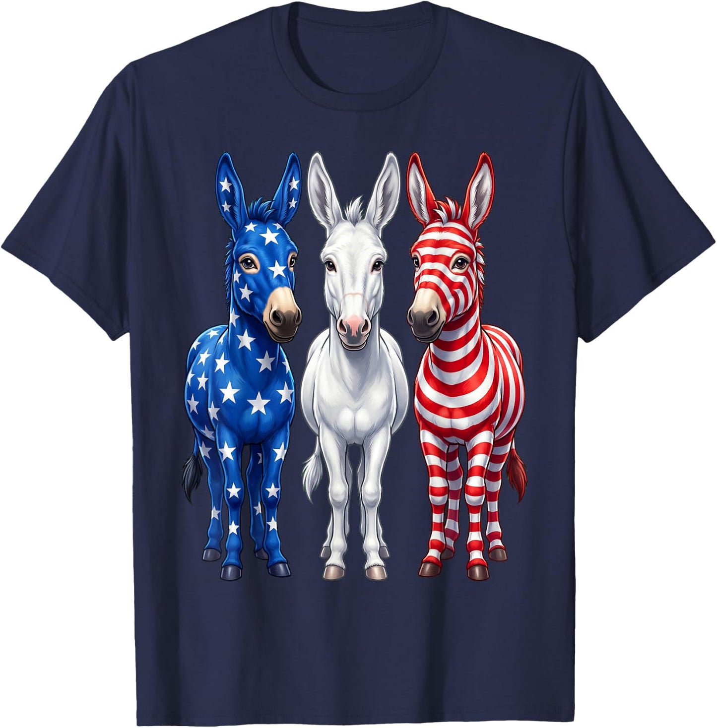 Funny Patriotic Donkeys USA Flag 4th of July Donkey Lover T-Shirt - T-Shirt | Navy