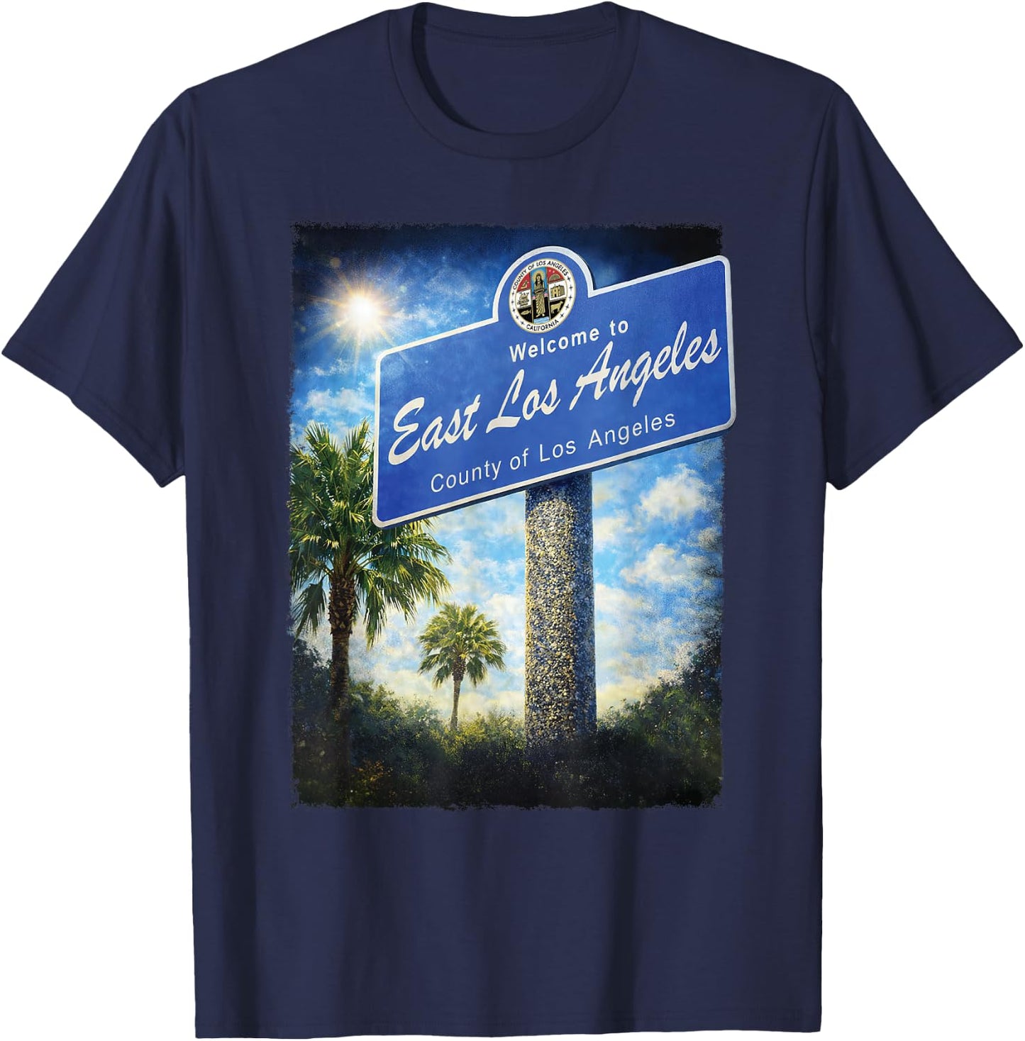 East Los Angeles California Boyle Heights 323 Street Sign T-Shirt - T-Shirt | Navy