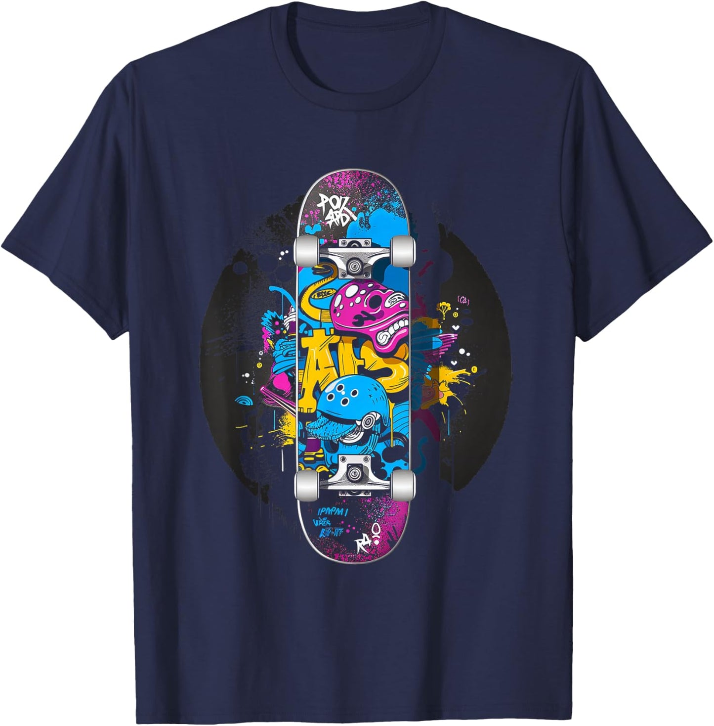 Skateboard Graffiti Skater T-Shirt - T-Shirt | Navy