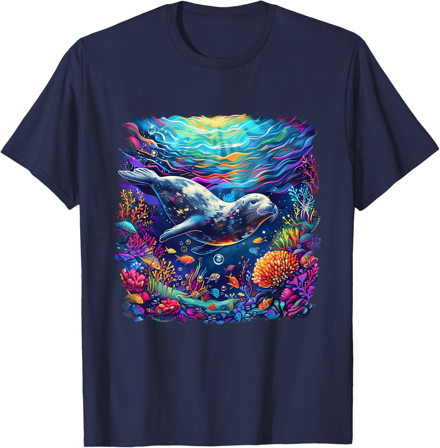 Seal Artwork Marine Mammal Sea Ocean Animal Ocean Sea Seal T-Shirt - T-Shirt | Navy