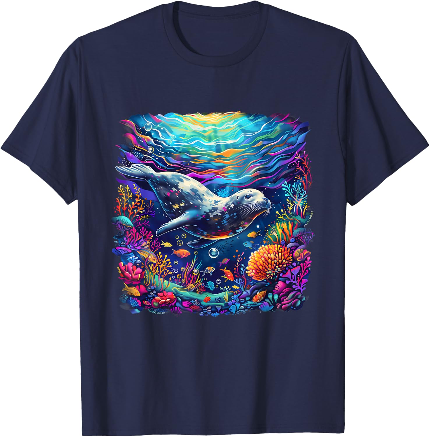 Seal Artwork Marine Mammal Sea Ocean Animal Ocean Sea Seal T-Shirt - T-Shirt | Navy