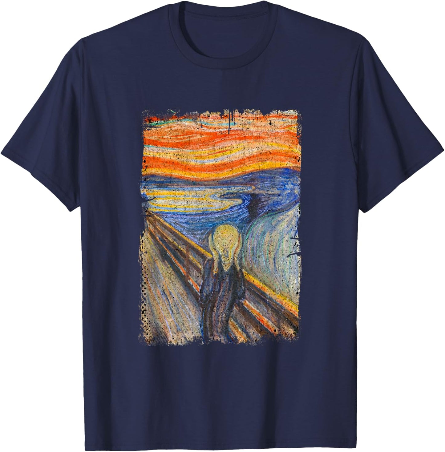 The Scream by Edvard Artist Munch Famous Painting T-Shirt - T-Shirt | Navy