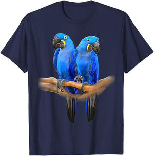 Hyacinth Macaw Pair T-Shirt - T-Shirt | Navy