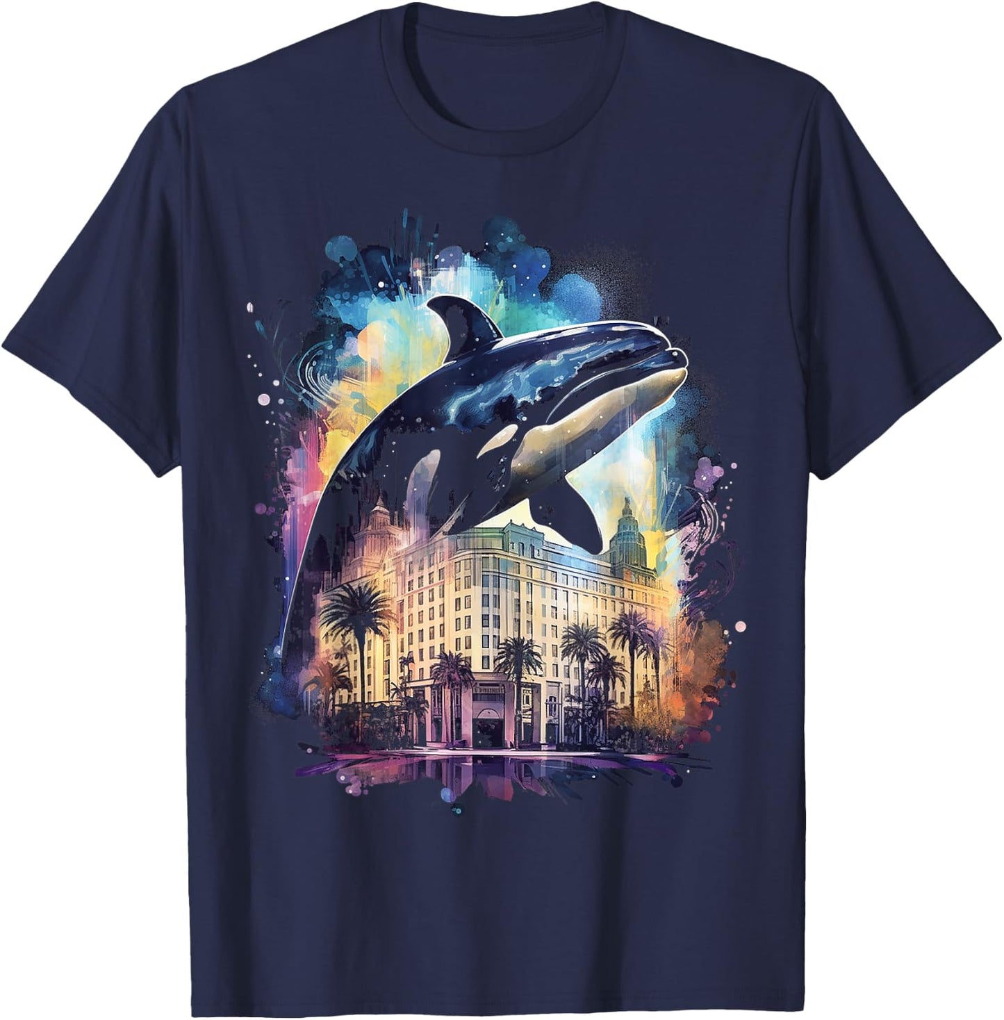 Whale Nature Abstract Animal Painting Art Graphic Whale T-Shirt - T-Shirt | Navy