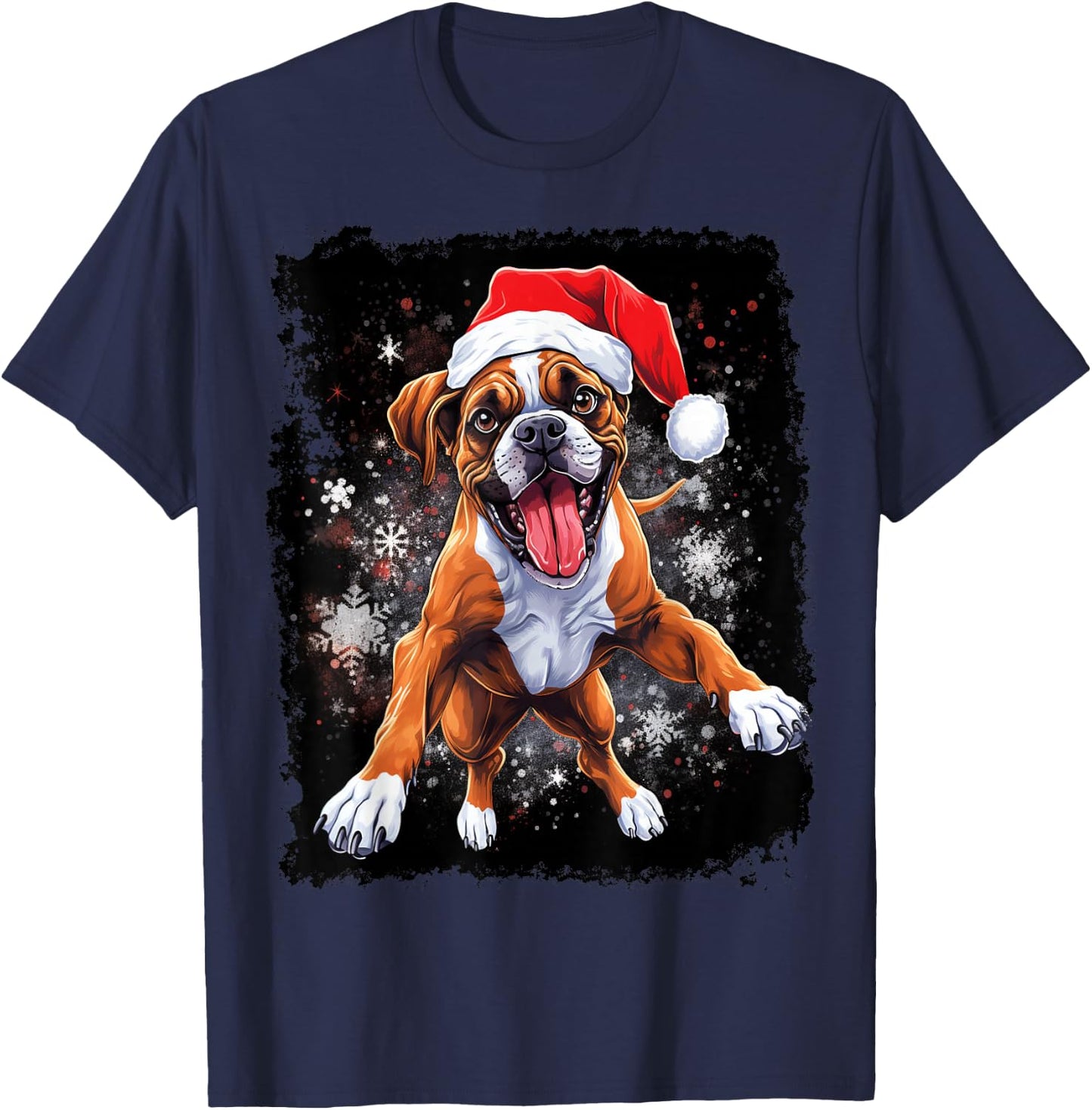 Christmas Boxer Dog T-Shirt - T-Shirt | Navy