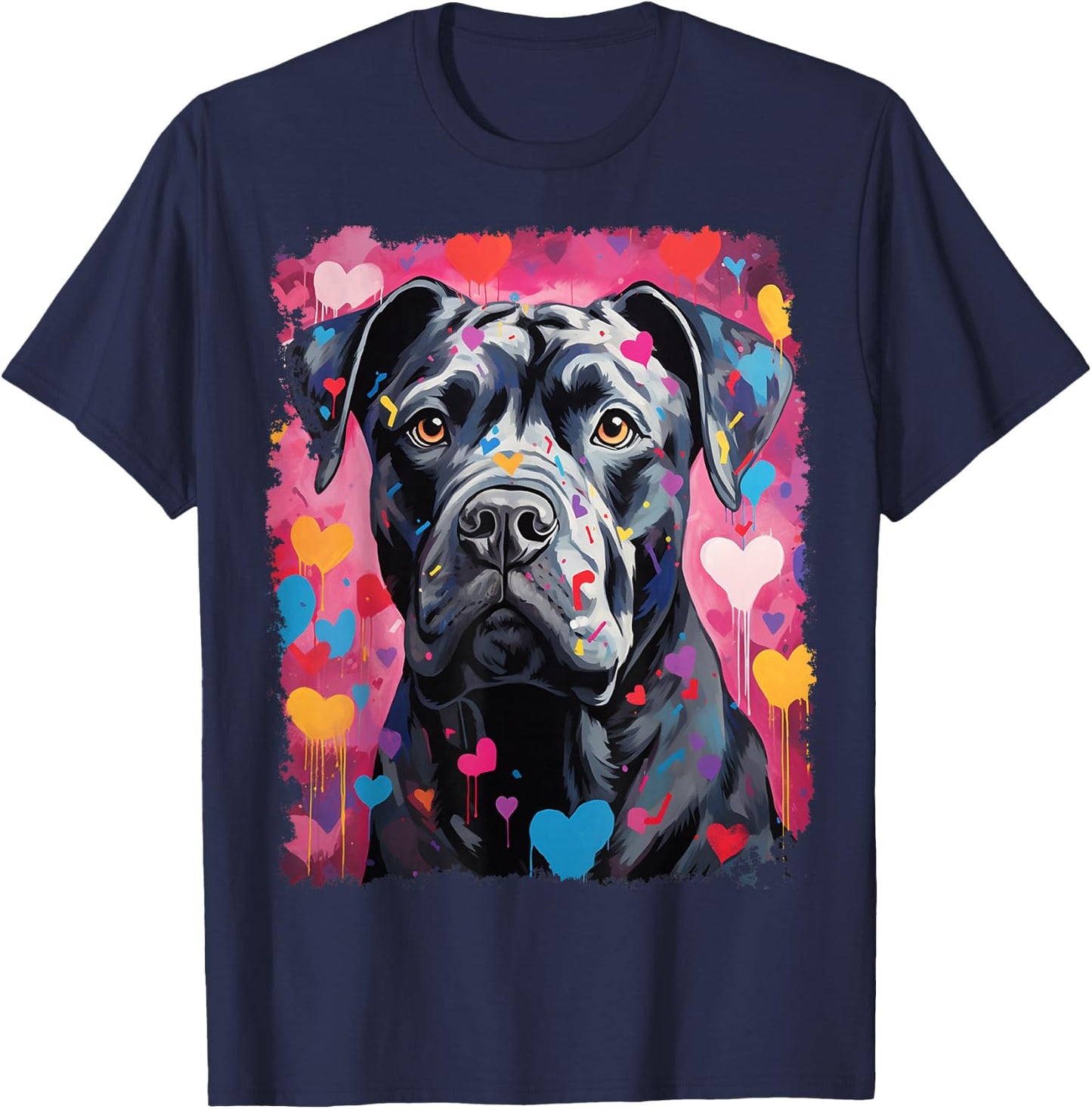Valentine's Day Pop Art Dog Cane Corso T-Shirt - T-Shirt | Navy