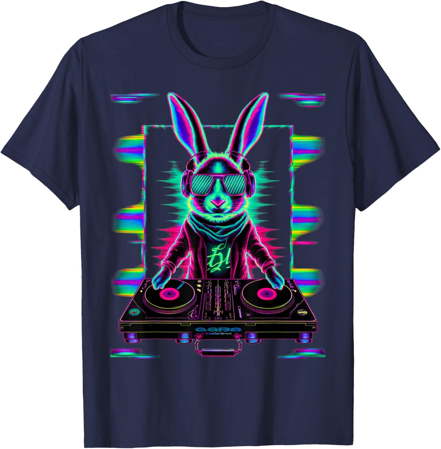 House Music Festival Bunny DJ Techno Rave EDM Osterhase T-Shirt - T-Shirt | Navy