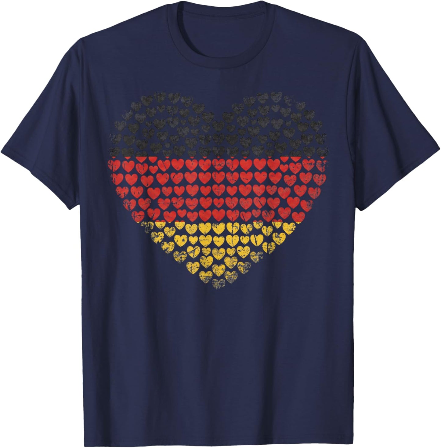 Deutschland Flaggenherz aus kleinen Herzen Schwarz Rot Gold T-Shirt - T-Shirt | Navy