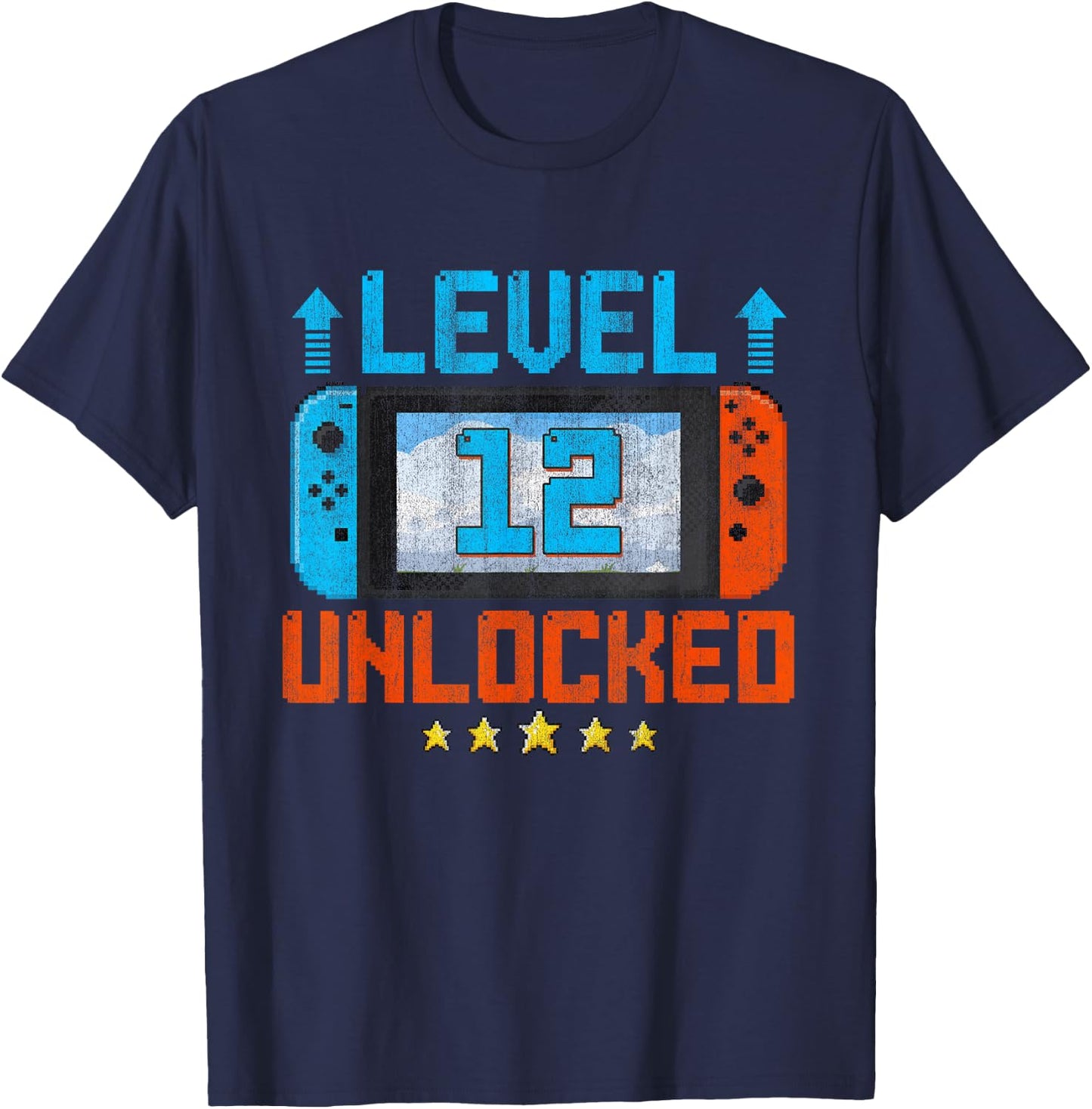 12 Year Old Level 12 Unlocked 12th Birthday Boys Video Gamer T-Shirt - T-Shirt | Navy