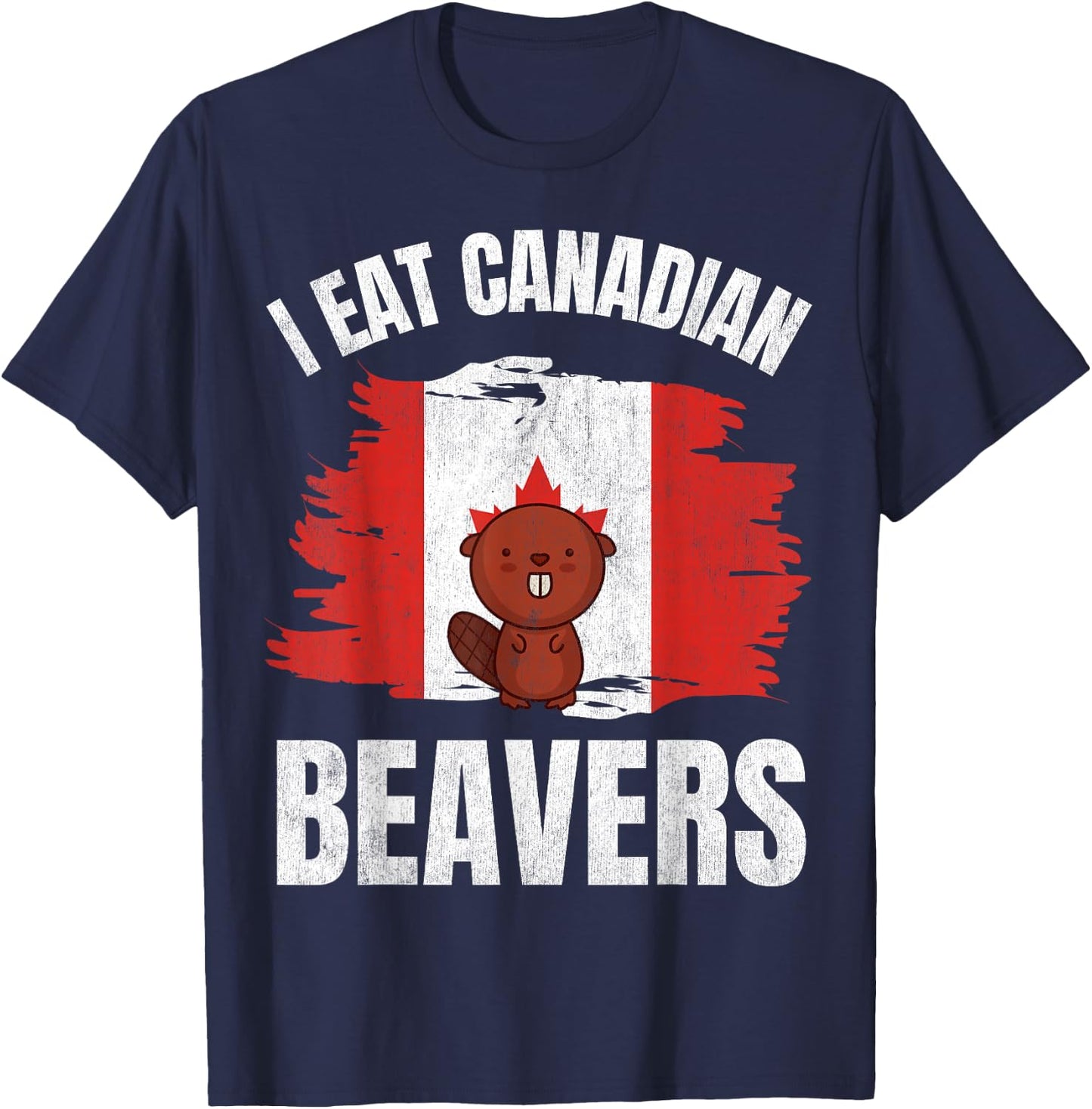 Funny Canadian Beaver, Funny Canada T-Shirt - T-Shirt | Navy