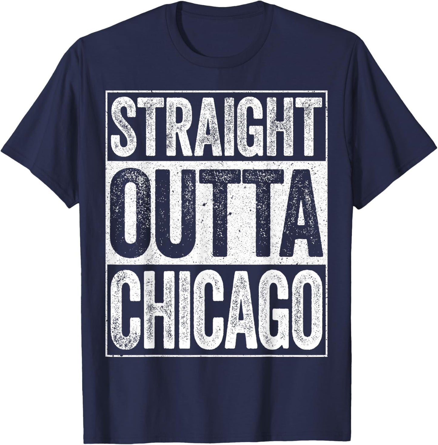 Straight Outta Chicago Shirt Men Women Kids Illinois State T-Shirt - T-Shirt | Navy