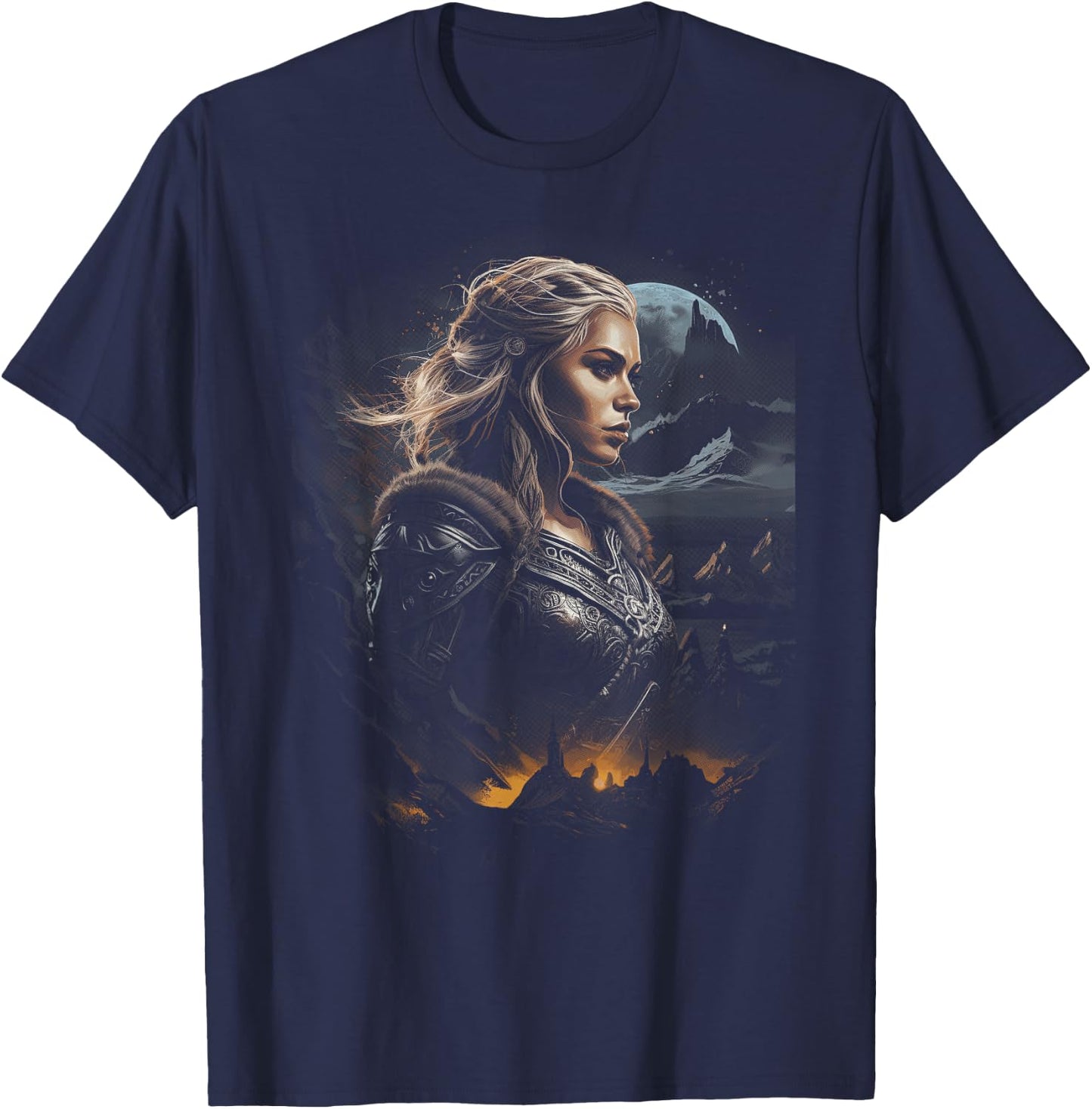 Female Warrior Lagertha Nordic Mythology Odin , black T-Shirt - T-Shirt | Navy